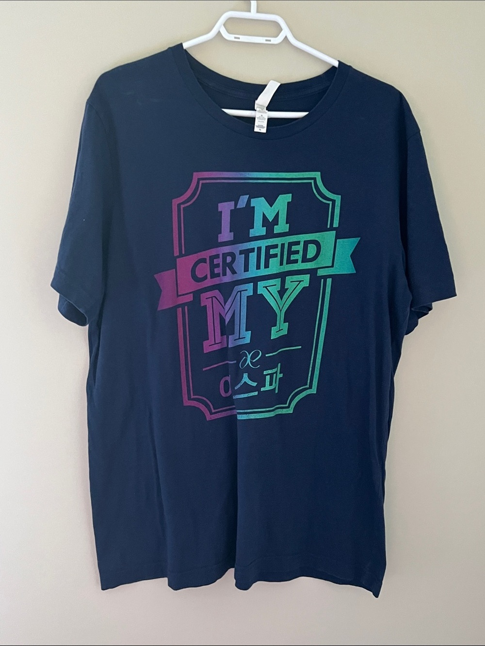 I’m Certified MY Aespa Fan Graphic Tee XL Navy Blue K-Pop Shirt
